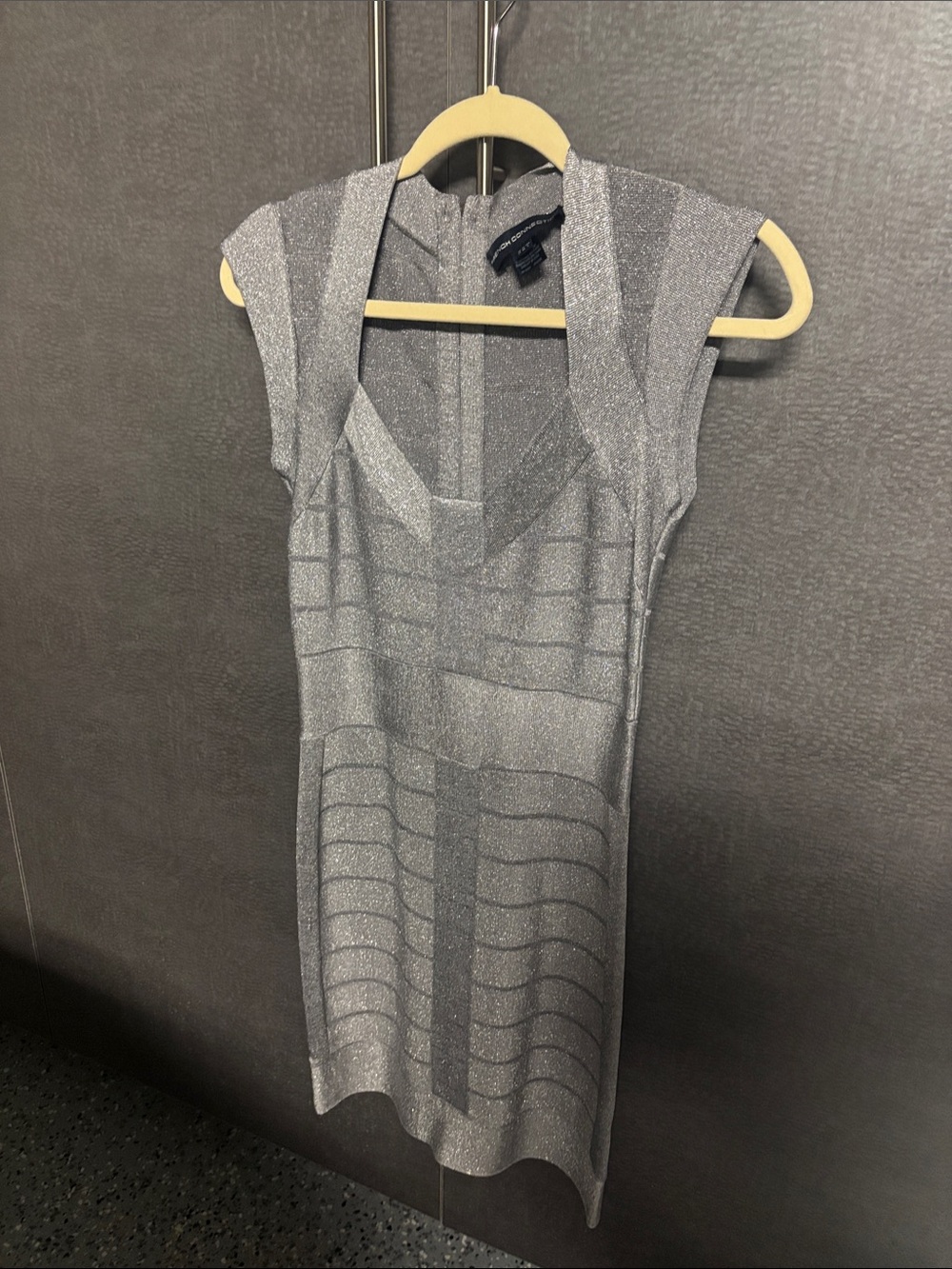 French Connection Silver Shimmer Midi Dress